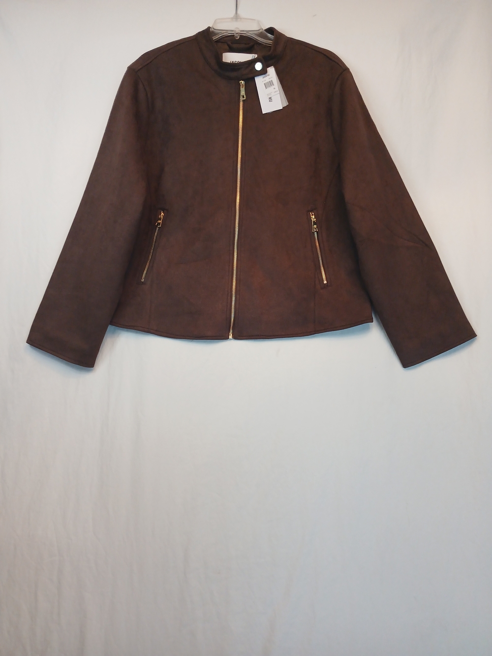 Brown Faux Suede Zip Front Jacket XL New! Jason Wu